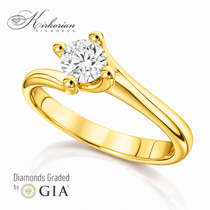 Годежен пръстен от жълто злато 14k с диамант 0.50ct IGI – модел K647B