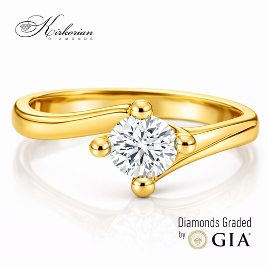 Годежен пръстен от жълто злато 14k с диамант 0.50ct IGI – модел K647B