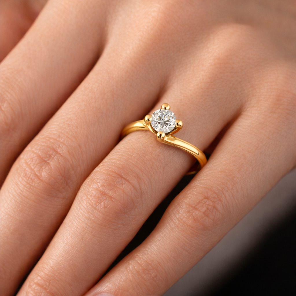 Годежен пръстен от жълто злато 14k с диамант 0.50ct IGI – модел K647B