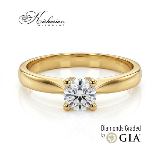 Годежен пръстен K648 от жълто злато 14К с естествен диамант 0.30 ct E VS1 GIA