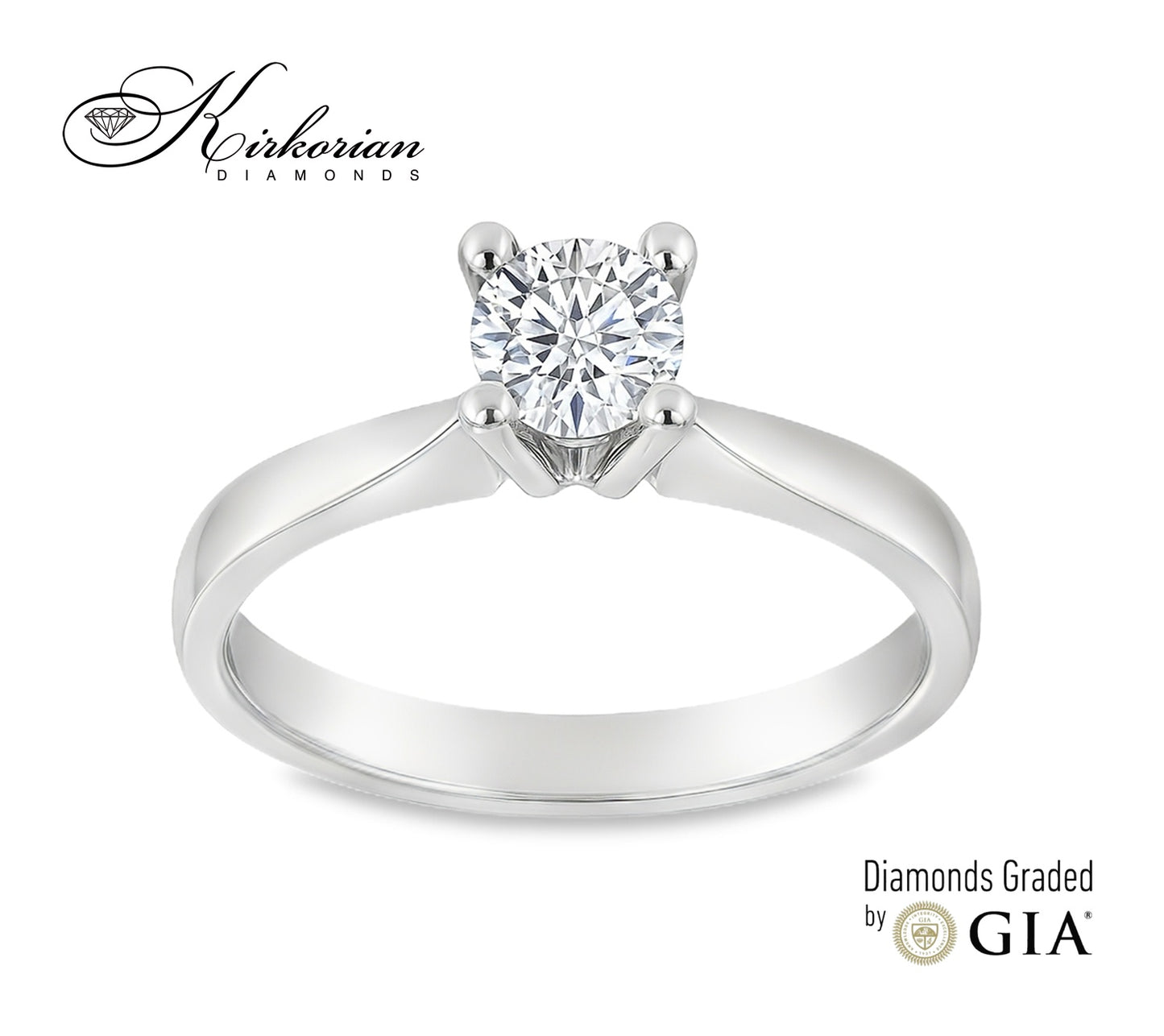 Елегантен годежен пръстен от бяло злато 18k с диамант 0.50ct E/VS2 GIA – код K649