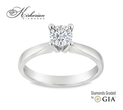 Елегантен годежен пръстен от бяло злато 18k с диамант 0.50ct E/VS2 GIA – код K649