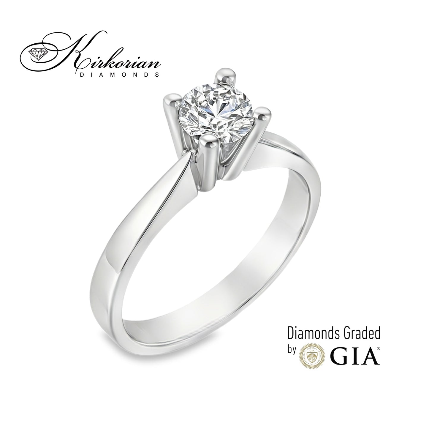 Елегантен годежен пръстен от бяло злато 18k с диамант 0.50ct E/VS2 GIA – код K649