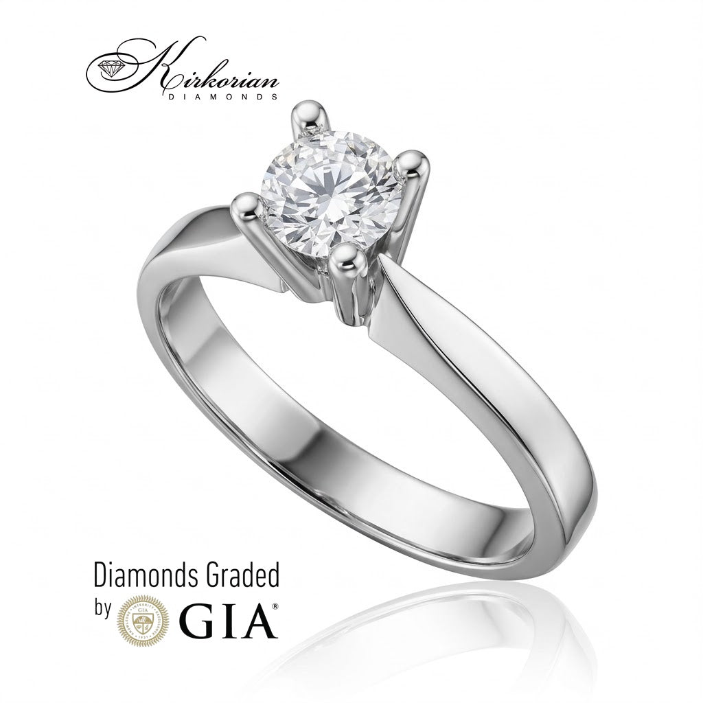 Класически солитер от бяло злато 18К с диамант 0.50 ct – перспективен изглед