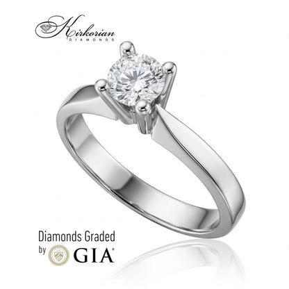 Класически солитер от бяло злато 18К с диамант 0.50 ct – перспективен изглед