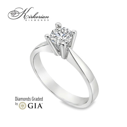 Елегантен годежен пръстен от бяло злато 18k с диамант 0.50ct E/VS2 GIA – код K649