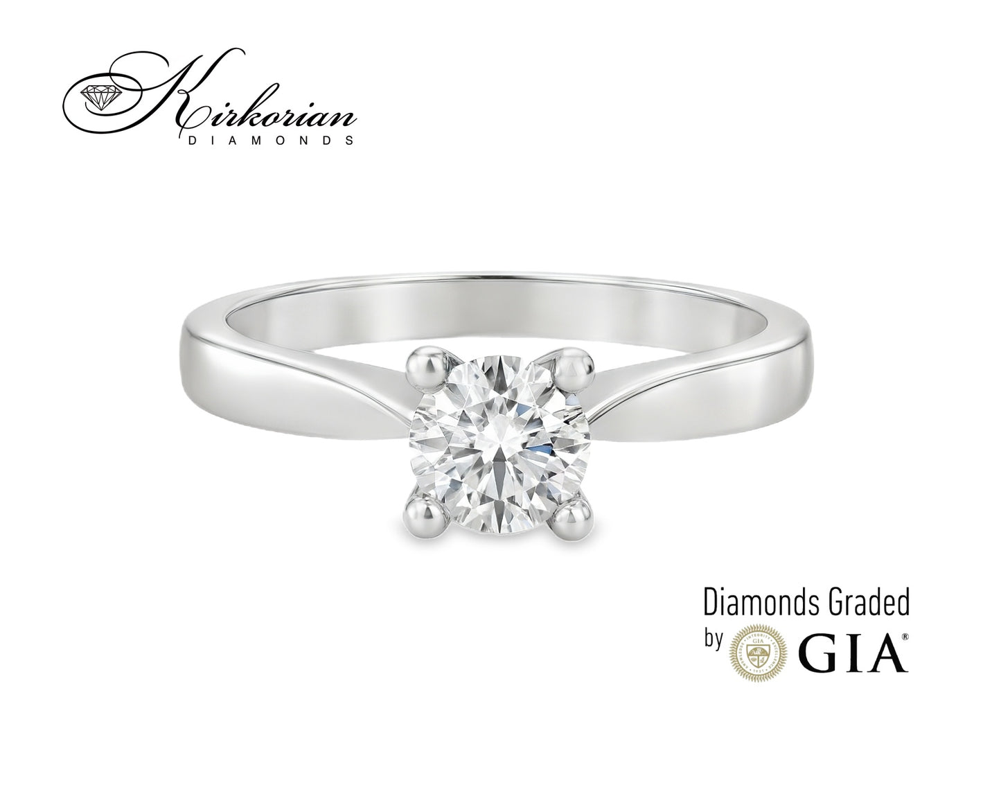 Елегантен годежен пръстен от бяло злато 18k с диамант 0.50ct E/VS2 GIA – код K649