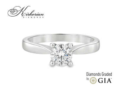 Елегантен годежен пръстен от бяло злато 18k с диамант 0.50ct E/VS2 GIA – код K649
