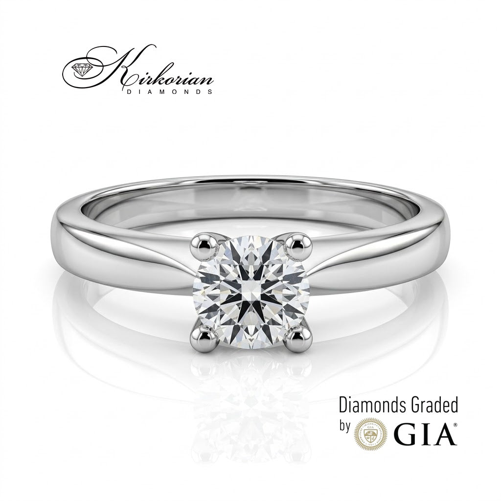 Изглед отгоре на годежен пръстен с брилянтен диамант 0.50 ct 