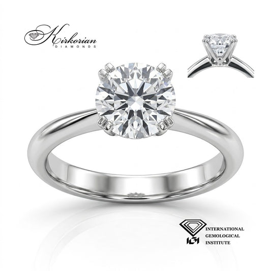 Годежен пръстен K651 от 14К бяло злато с естествен диамант 1,50 ct K/VS – изглед отпред