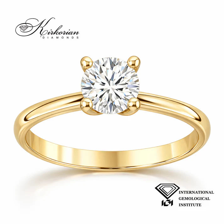 годежен пръстен с диамант 0.50 ct жълто злато 14K модел K654B IGI сертификат, годежен пръстен с диамант, диамантен пръстен жълто злато, луксозен годежен пръстен