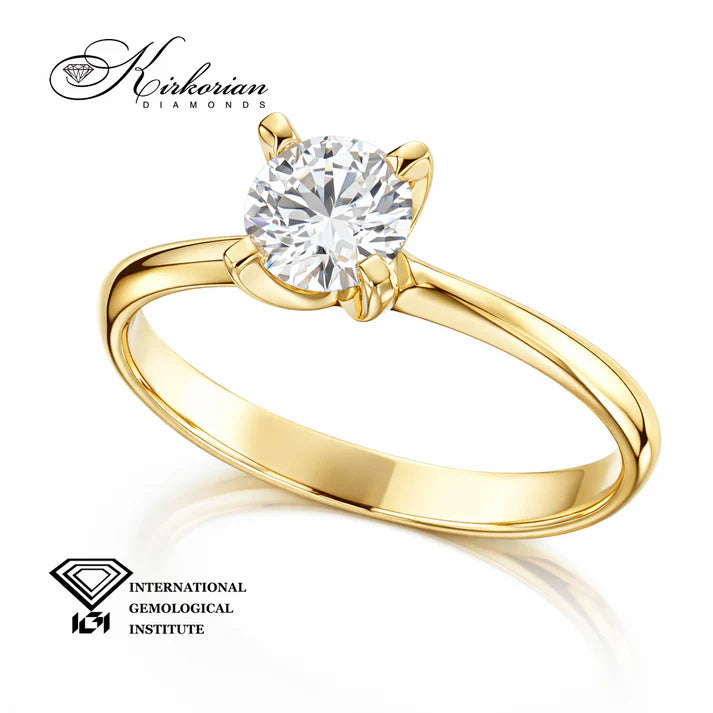 годежен пръстен с диамант 0.50 ct жълто злато 14K K654B страничен изглед, диамантен пръстен, класически годежен пръстен, пръстен за предложение