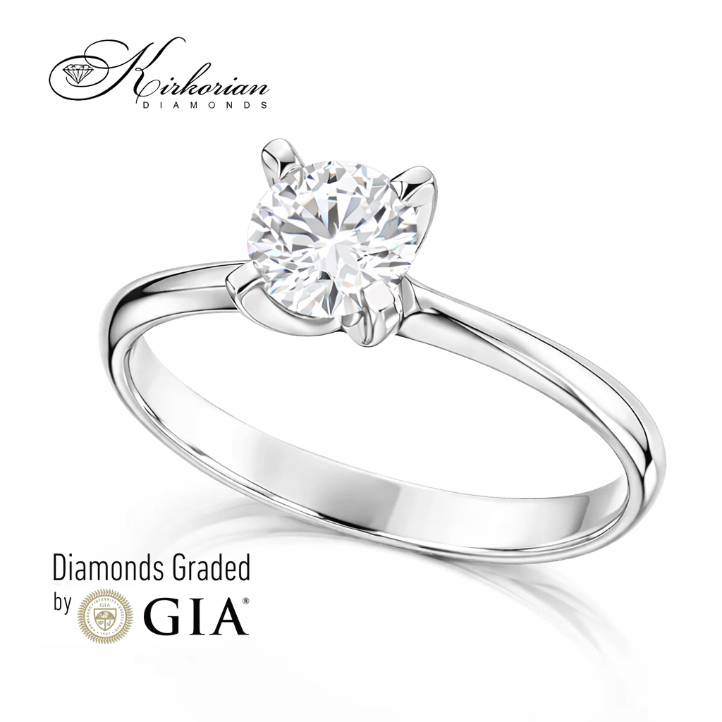 Изискан годежен пръстен от бяло злато 14k с диамант 0.50ct E/VS2 GIA – код K654