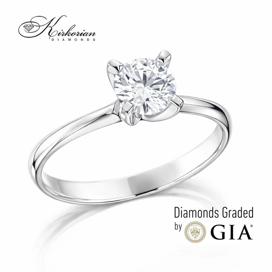 Изискан годежен пръстен от бяло злато 14k с диамант 0.50ct E/VS2 GIA – код K654