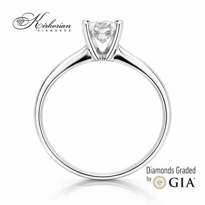 Изискан годежен пръстен от бяло злато 14k с диамант 0.50ct E/VS2 GIA – код K654