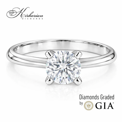 Изискан годежен пръстен от бяло злато 14k с диамант 0.50ct E/VS2 GIA – код K654