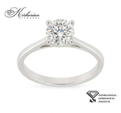Класически годежен пръстен от бяло злато с диамант 1.00ct IGI KD673