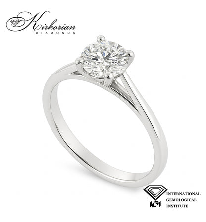 Класически годежен пръстен от бяло злато с диамант 1.00ct IGI KD673