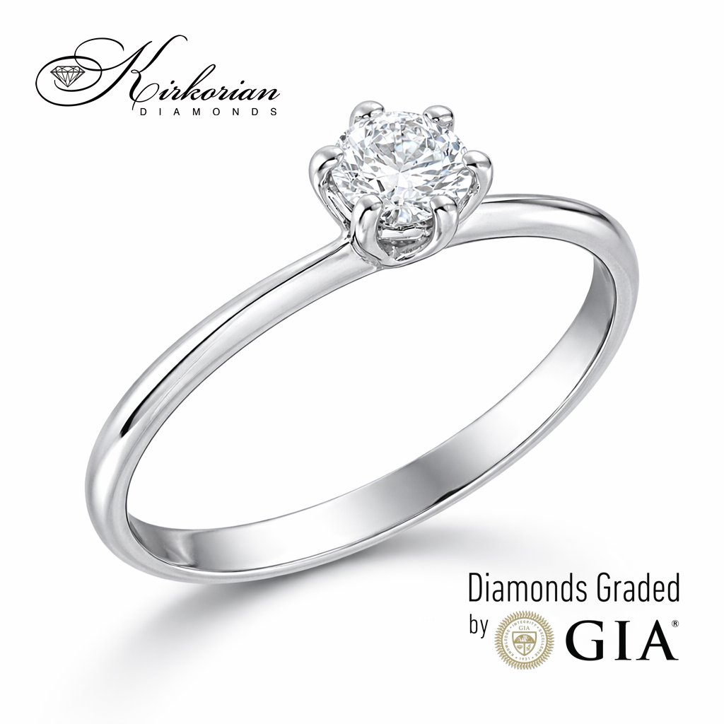 Годежен пръстен от бяло злато 14К с диамант 0.25 ct GIA – топ цена и сертификат