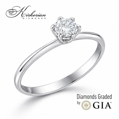Годежен пръстен от бяло злато 14К с диамант 0.25 ct GIA – топ цена и сертификат