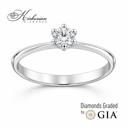 Годежен пръстен от бяло злато 14К с диамант 0.25 ct GIA сертификат – фронтален изглед на солитер пръстен топ цена