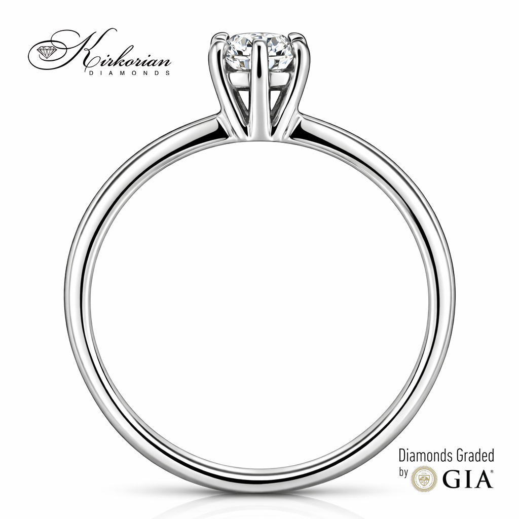 Профил на годежен пръстен от бяло злато 14К с диамант 0.25 ct GIA – елегантна шестзъбна корона