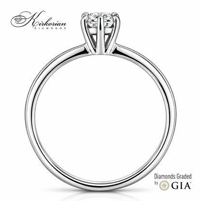 Профил на годежен пръстен от бяло злато 14К с диамант 0.25 ct GIA – елегантна шестзъбна корона