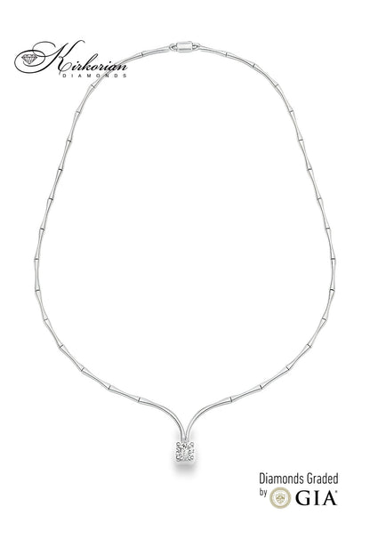 Луксозно колие от бяло злато 18k с диамант 0.40ct | GIA сертификат | Код: KD672
