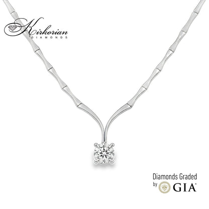 Луксозно колие от бяло злато 18k с диамант 0.40ct | GIA сертификат | Код: KD672