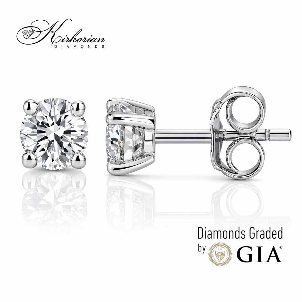 Класически обеци с диаманти 0.60 ct GIA KD675 от бяло злато 14К луксозни диамантени обеци солитер естествени диаманти с брилянтен блясък