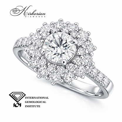 луксозен диамантен годежен пръстен с централен диамант 0.71 ct и диаманти 1.61 ct Kirkorian Diamonds
