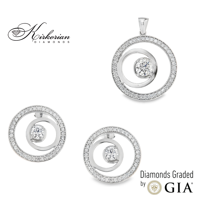 Комплект от бяло злато 14 карата с диаманти 3.82 карата GIA сертификат Код:KM26