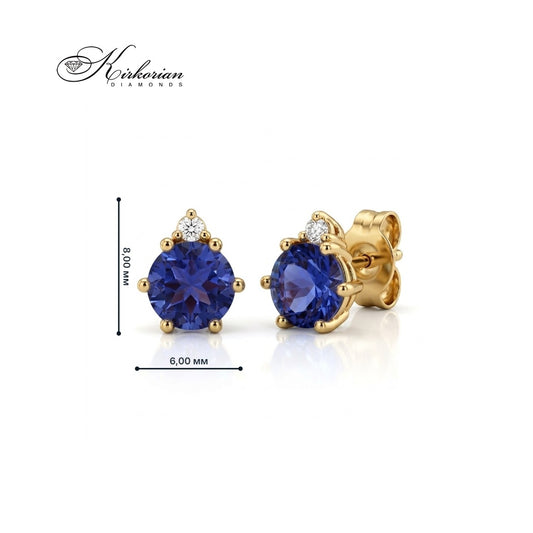 14K yellow gold earrings with tanzanites and diamonds – luxurious design and affordable price Mod: KTZ0076