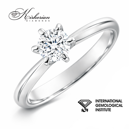 "Диамант 0.52 ct D VVS2 годежен пръстен бяло злато 14K IGI модел LG604"