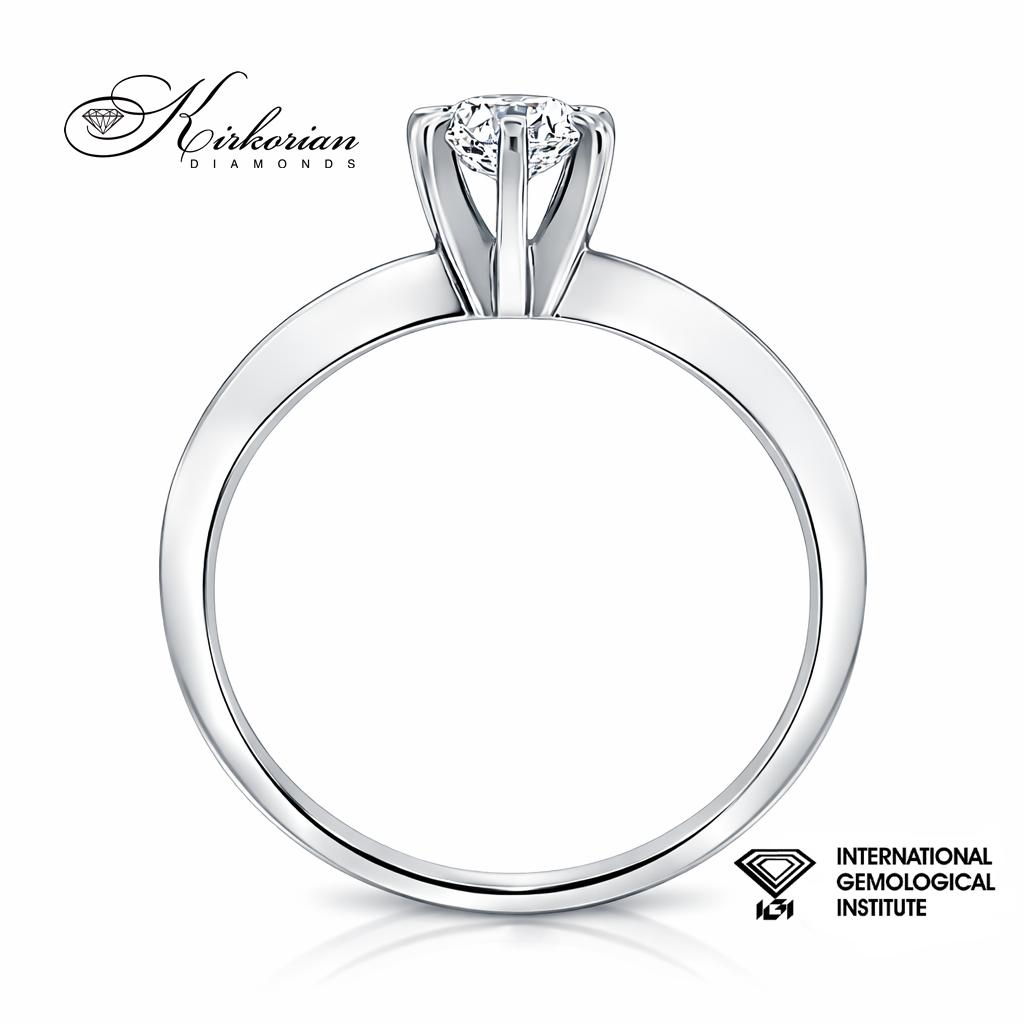 "Профил на годежен пръстен 0.52 ct D VVS2 диамант бяло злато 14K шест зъба модел LG604"