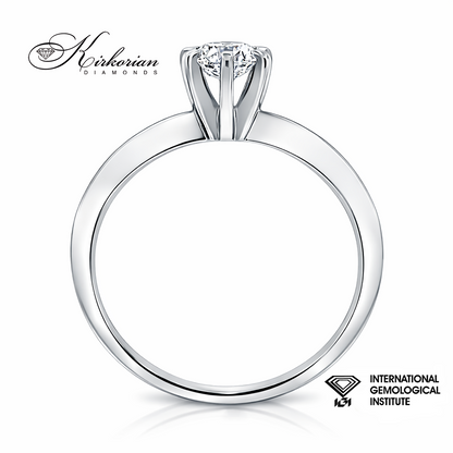 "Профил на годежен пръстен 0.52 ct D VVS2 диамант бяло злато 14K шест зъба модел LG604"