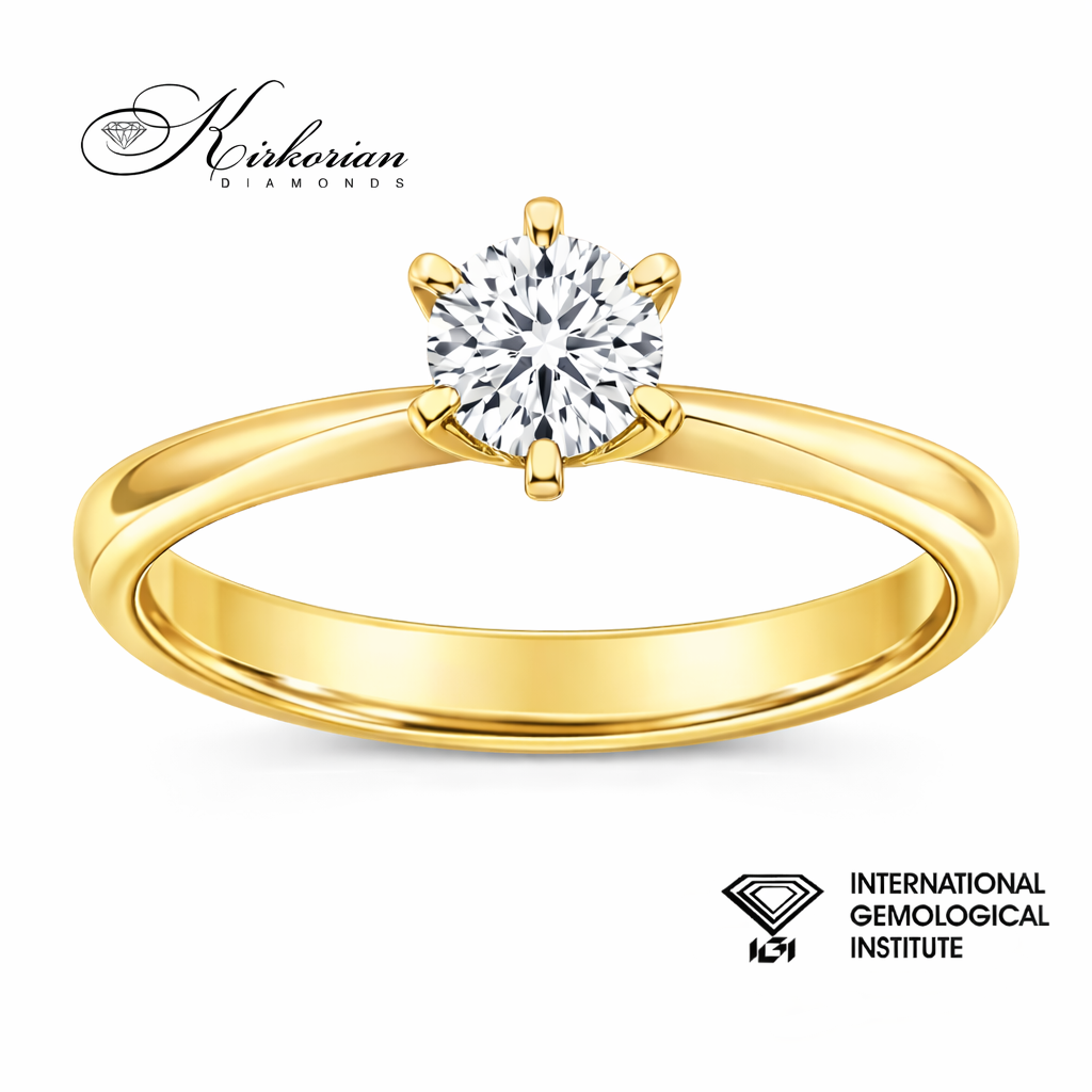 Годежен пръстен с диамант 0.52 ct D VVS2 IGI сертификат – жълто злато 14K солитер, модел LG604G