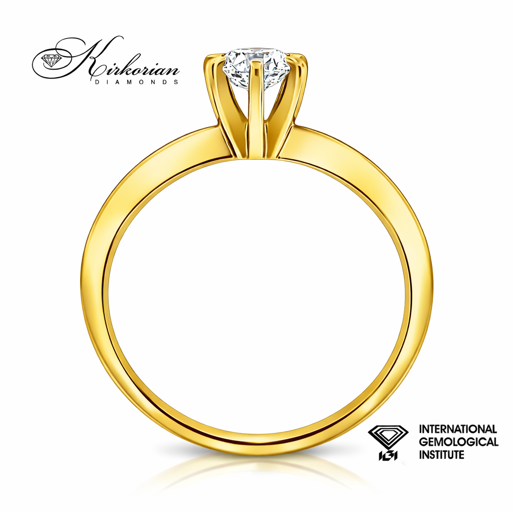 Солитер годежен пръстен с диамант 0.52 ct D VVS2 – жълто злато 14K, модел LG604G Kirkorian Diamonds