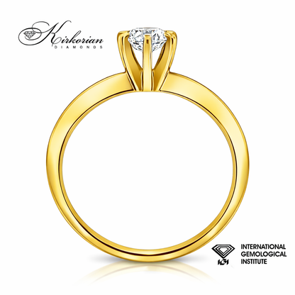 Солитер годежен пръстен с диамант 0.52 ct D VVS2 – жълто злато 14K, модел LG604G Kirkorian Diamonds