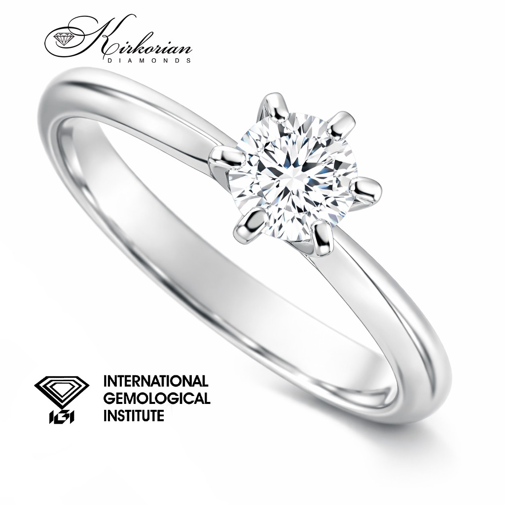 "Профил на годежен пръстен 0.52 ct D VVS2 диамант бяло злато 14K шест зъба модел LG604"