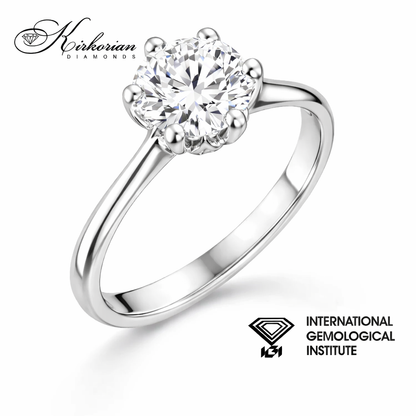 Луксозен годежен пръстен с диамант 1.02ct IGI LG613 – бяло злато 14K