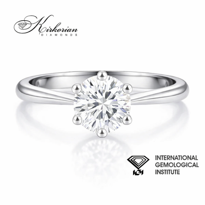 Годежен пръстен солитер с диамант 1.02ct IGI сертификат LG613 бяло злато 14K