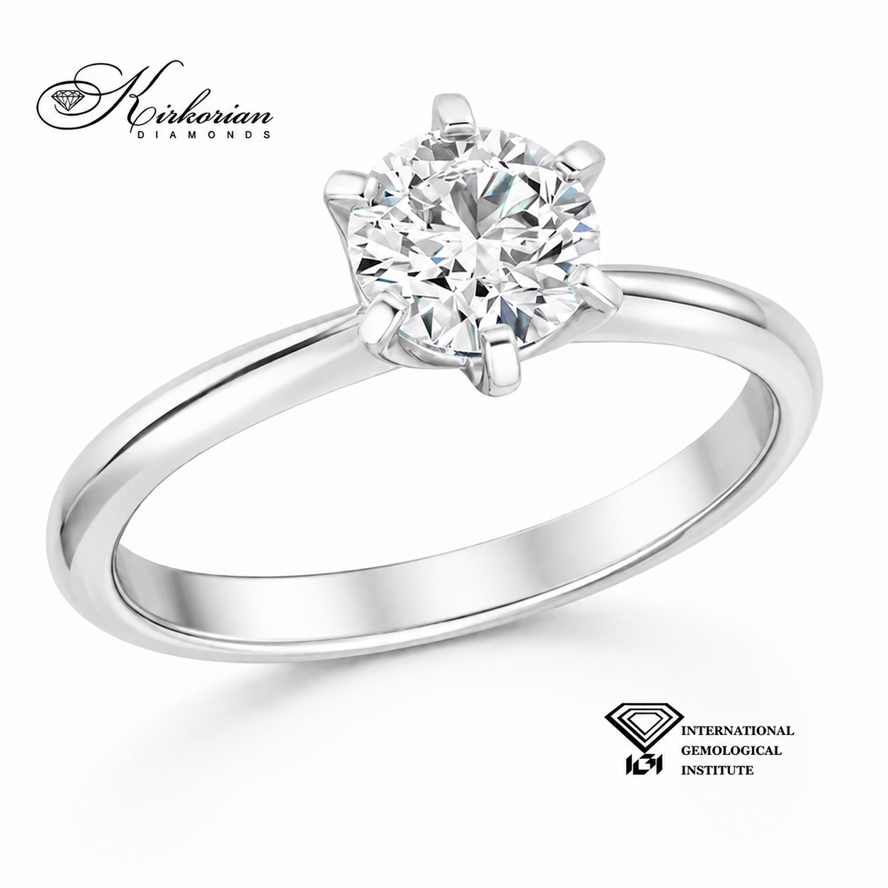 Класически годежен пръстен LG620 с лабораторно създаден диамант 1.04 ct и IGI сертификат от бяло злато 14К
