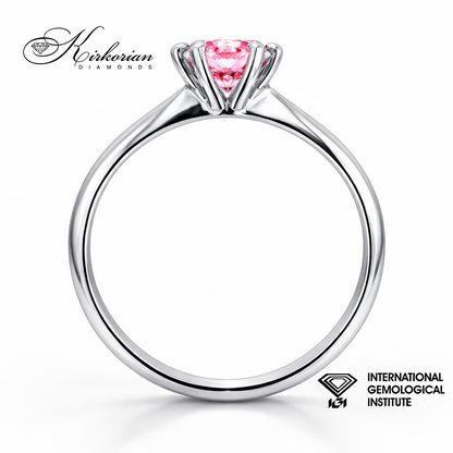 Годежен пръстен с розов диамант 0.78 ct Fancy Vivid Pink 14K бяло злато IGI LG624 страничен профил