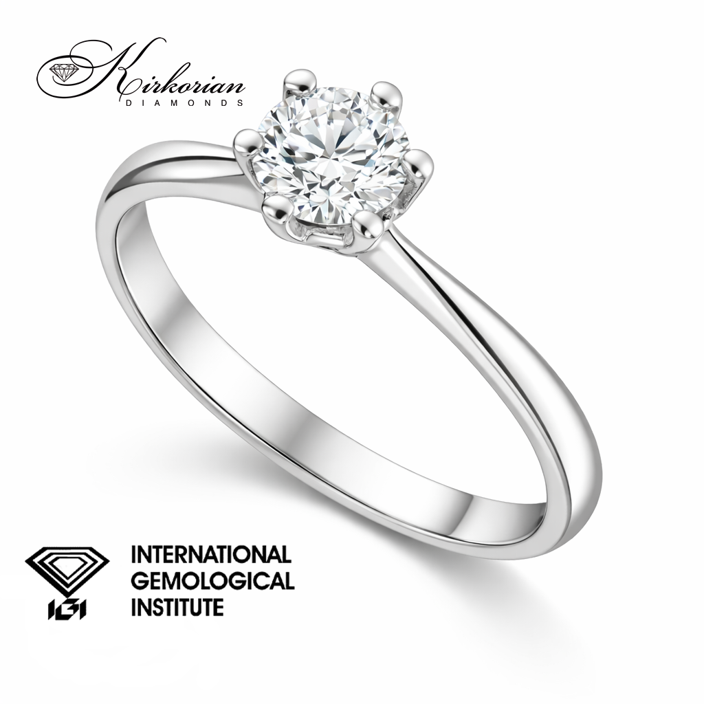 годежен пръстен бяло злато 14K с лабораторно създаден диамант 0.50 ct D VVS1 IGI солитер