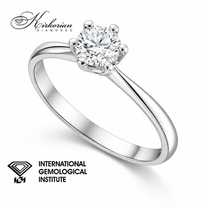 годежен пръстен бяло злато 14K с лабораторно създаден диамант 0.50 ct D VVS1 IGI солитер