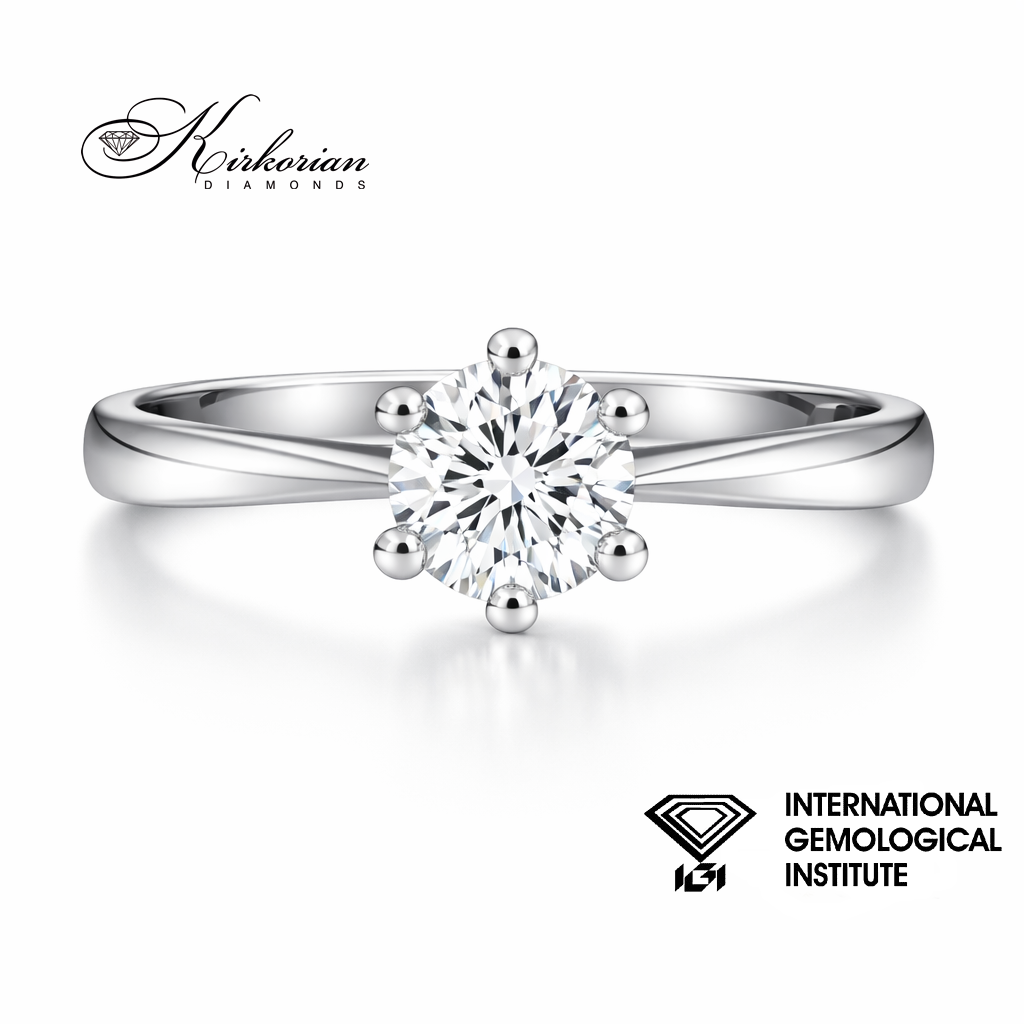 класически солитер пръстен с лабораторно създаден диамант 0.50 ct D VVS1 IGI бяло злато