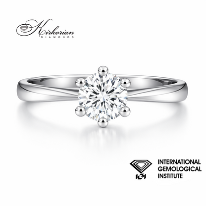класически солитер пръстен с лабораторно създаден диамант 0.50 ct D VVS1 IGI бяло злато