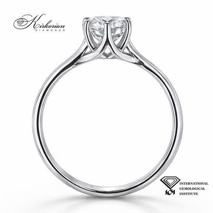 Елегантен годежен пръстен с 1.03ct лабораторно отгледан диамант | 14K бяло злато | Код: LG626A