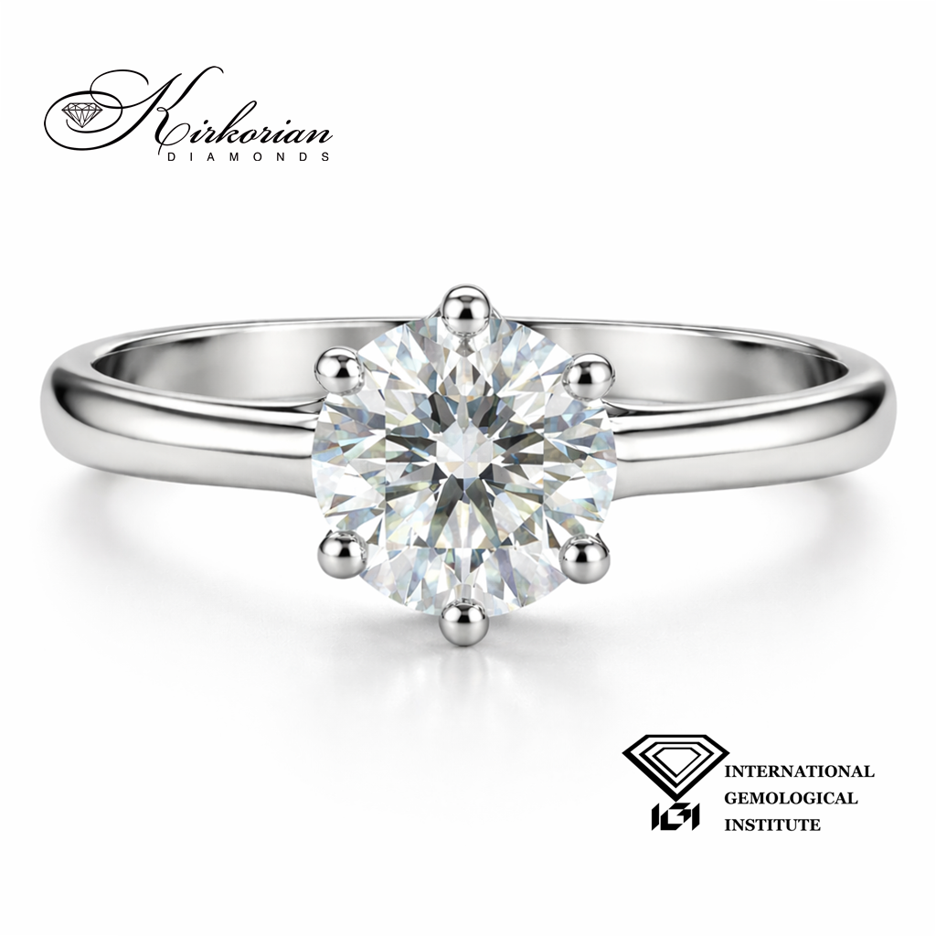 Елегантен годежен пръстен с 1.03ct лабораторно отгледан диамант | 14K бяло злато | Код: LG626A